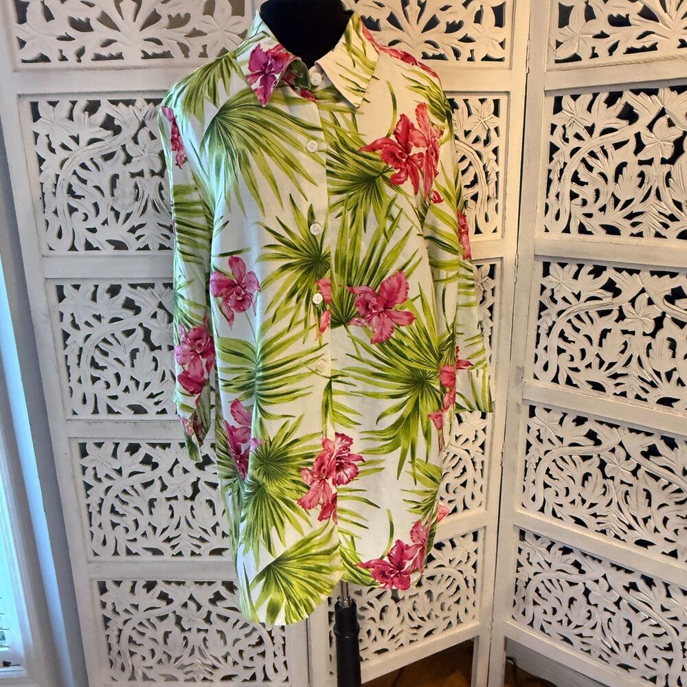 NWT Dina K Colorful Vacation Shirt Hawaiian Bright 1X